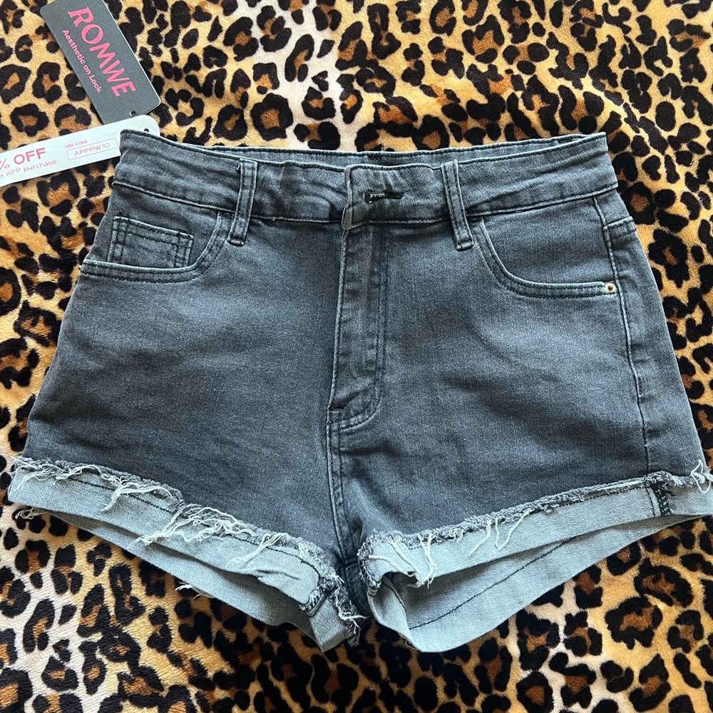 ROMWE Women's Dark Gray Jean Shorts